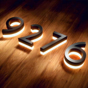 Alternative view of Modern LED Stainless Steel House Numbers – Custom Illuminated Address Sign for Home & Business