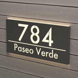 Modern LED Address Plaque with Custom House Number – Personalized Lighted Sign for Home