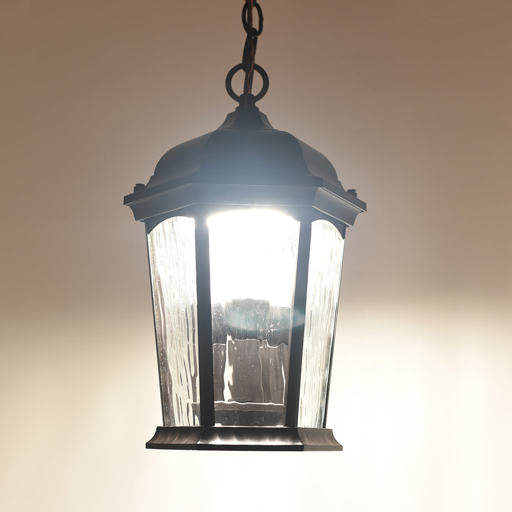 LED Flickering Flame Hanging Security Bronze with Water Glass